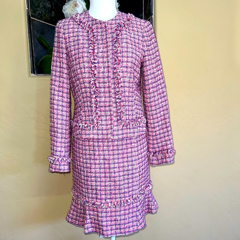 WORTH Cotton Boucle Tweed fringed two piece set